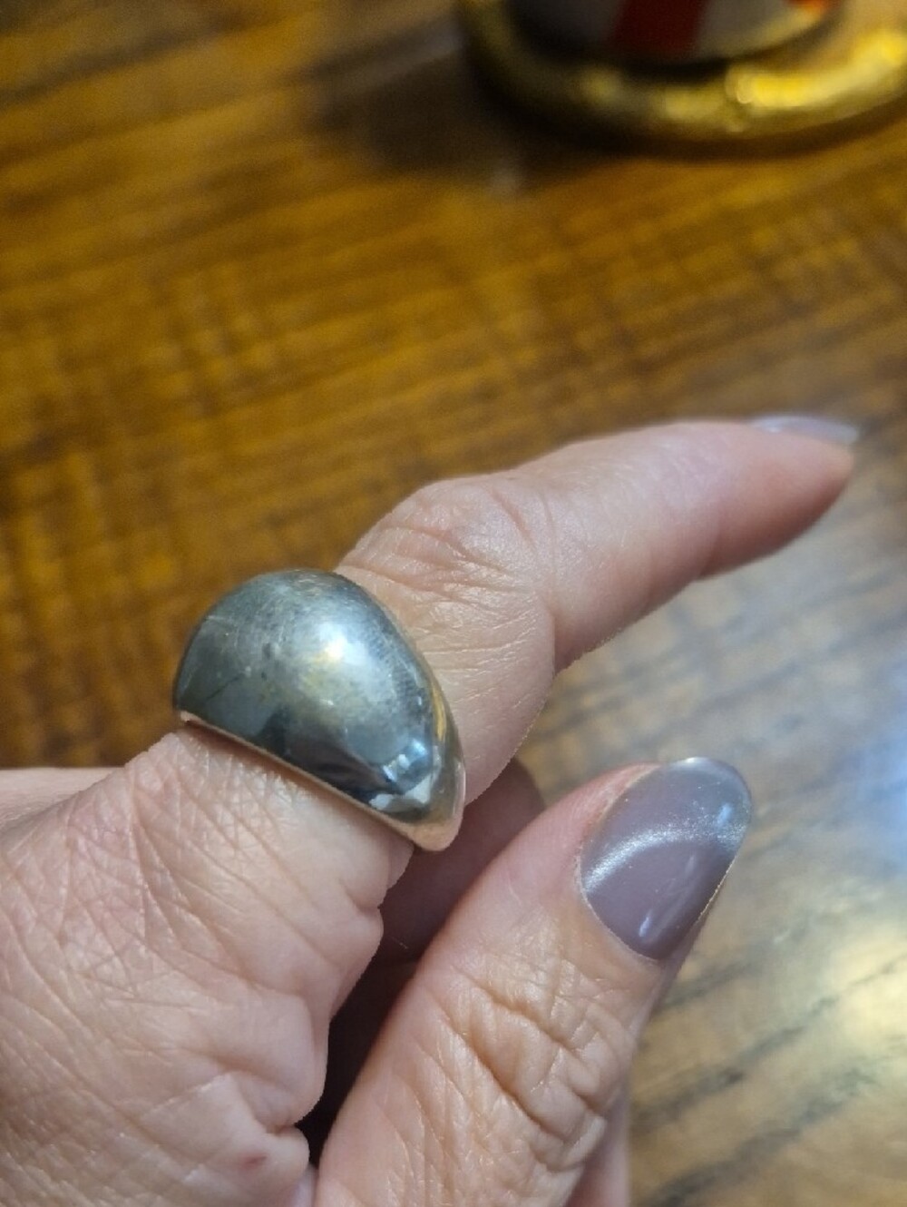 Silver Dome Ring Sz 8 - Picture 4 of 6
